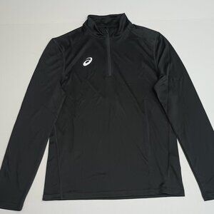 Asics Men's Black 1/4 Zip Long Sleeve Pullover T-shirt Running Workout Active XS